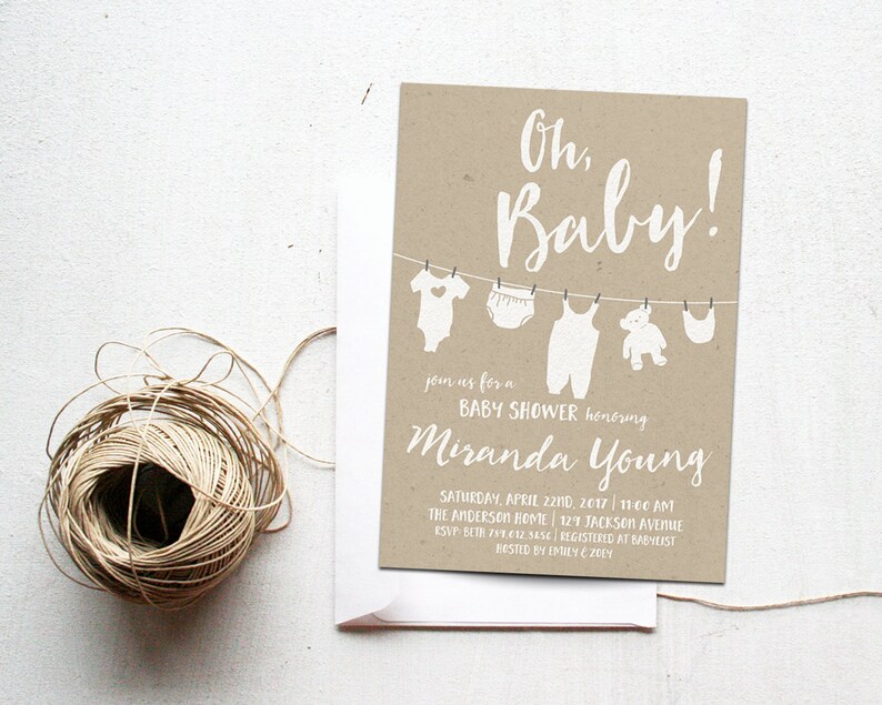 Gender Neutral Baby Shower Invitation Printable Oh Baby Etsy