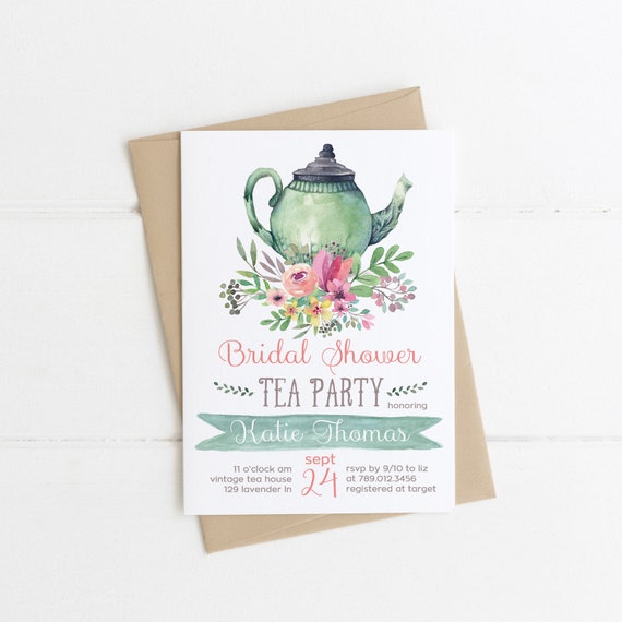 tea party bridal shower invitations wedding shower invite etsy tea party bridal shower invites