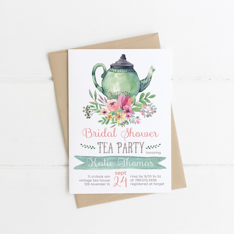 Tea Party Bridal Shower Invitations Wedding Shower Invite Etsy