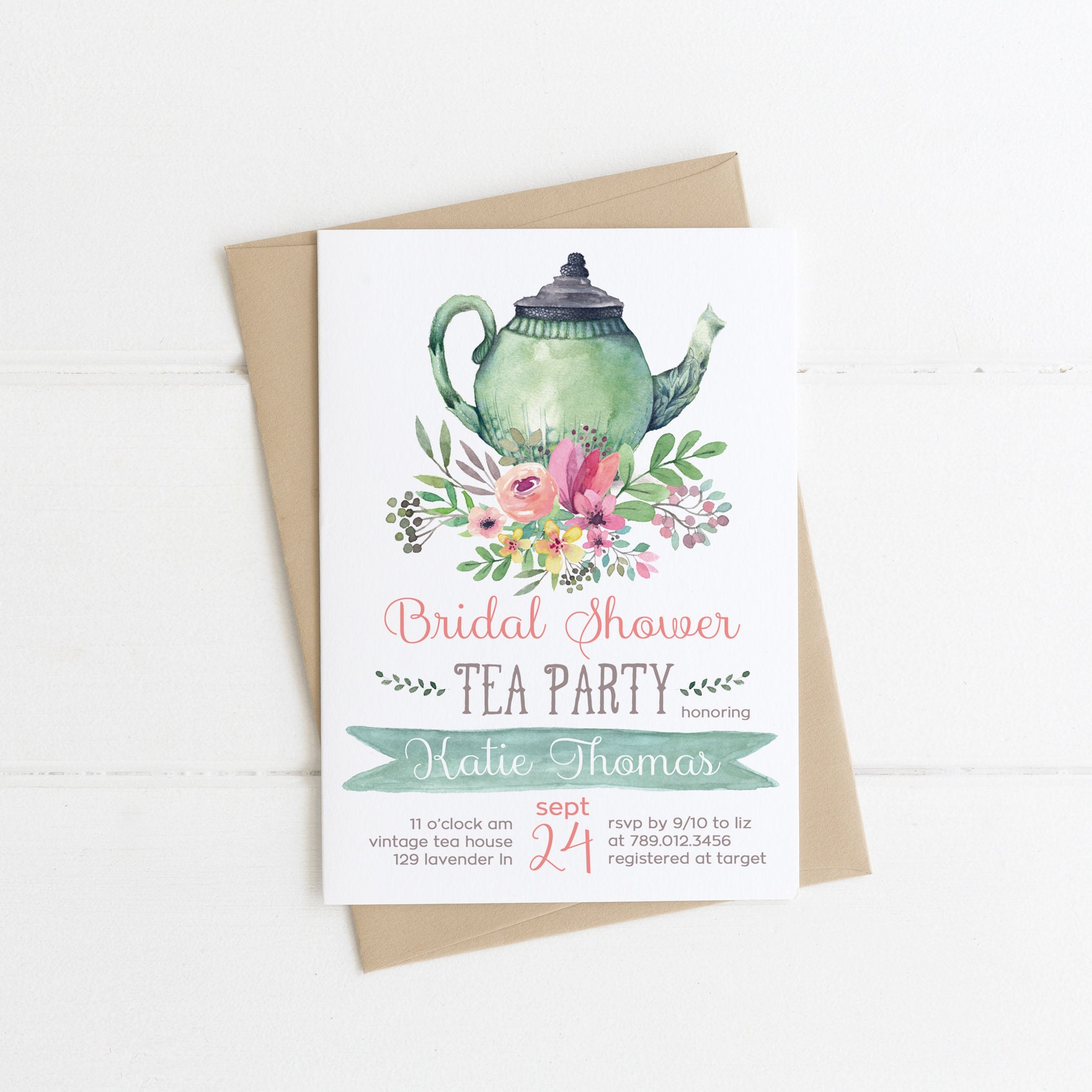 Tea Party Bridal Shower Invitations Wedding Shower Invite | Etsy