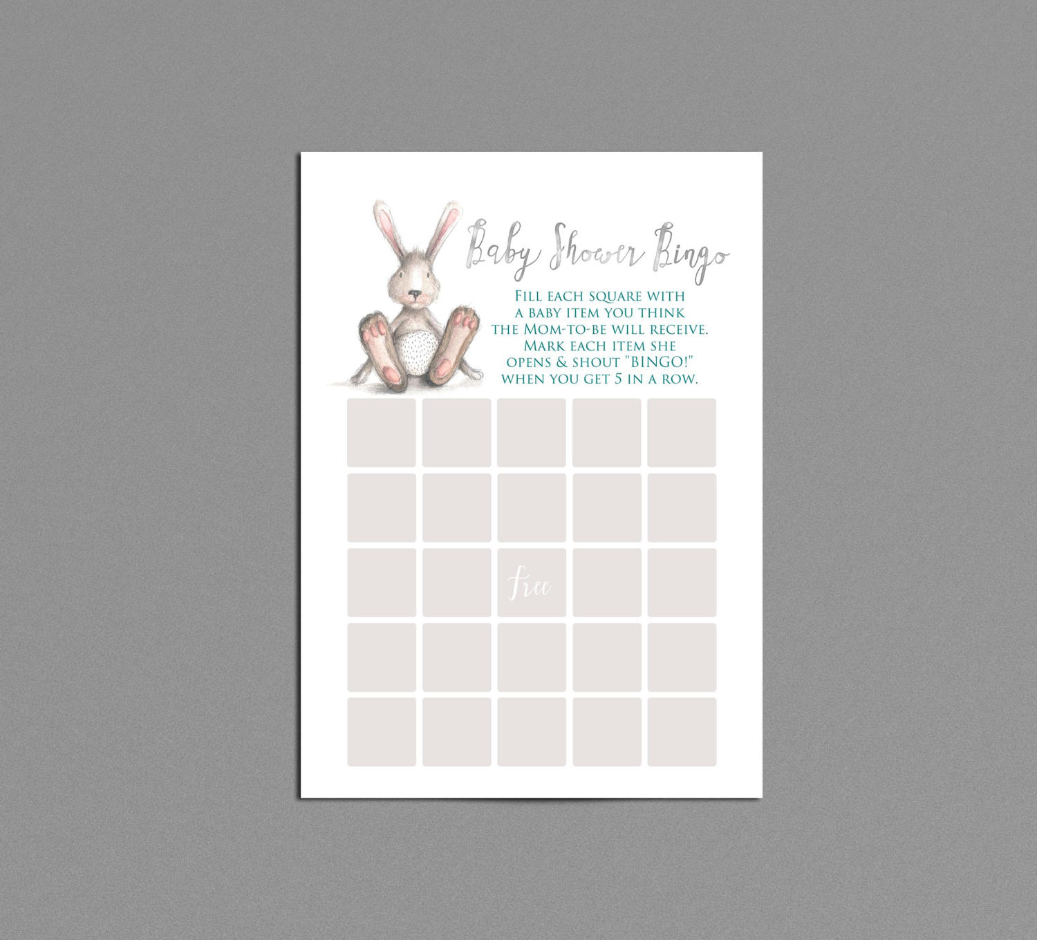 Bunny Bingo Baby Shower Game Printable Instant Download | Etsy