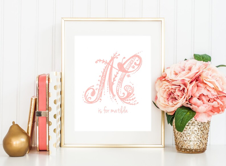 Baby Name Nursery Wall Art Printable Letter Bohemian Initial Etsy