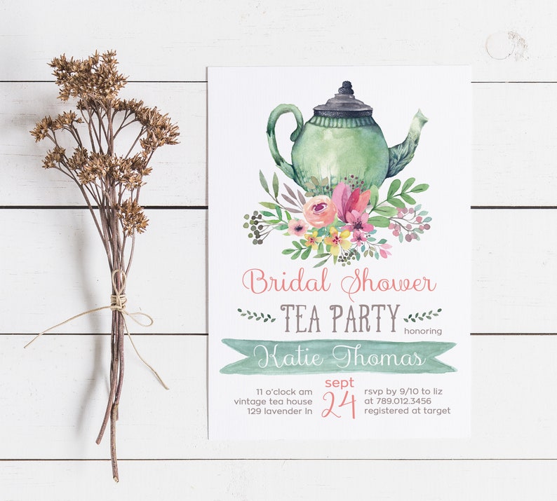 Tea Party Bridal Shower Invitations Wedding Shower Invite Etsy