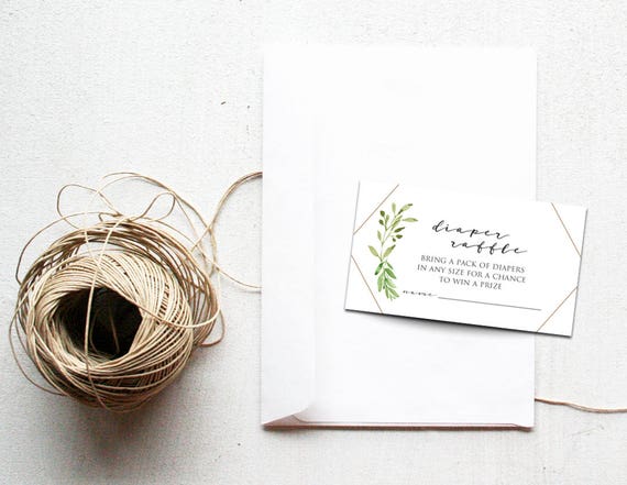 greenery diaper raffle ticket minimalist baby shower etsy
