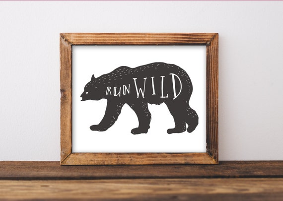 Run Wild Printable Bear Nursery Wall Art Boy Adventure Run Wild Printable Bear Nursery Wall