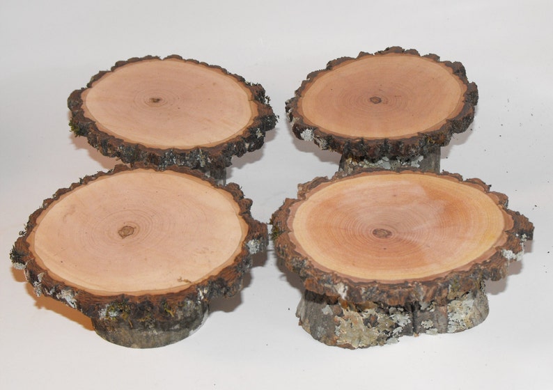 12 Rustic Mini wood slice Cupcake Stands ~ 3-4 tops ~ Rustic Weddings ~ Woodland Baby showers ~ Reunions ~ Graduation ~ Birthday parties