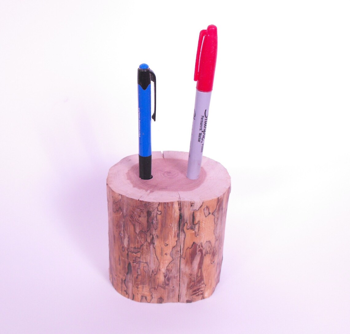 Wedding Rustic Wood Pen Holder Desktop Pen Holder Wedding Etsy