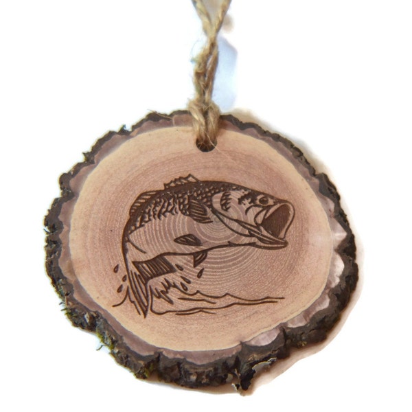 Big mouth bass fish ornament ~ laser engraved ~  decorations, heirloom keepsake