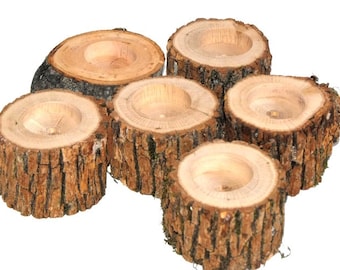 25 Wood Candle Holders - Rustic Wedding Decorations - DIY Table Centerpieces & Favors - 2" tall for Special Events