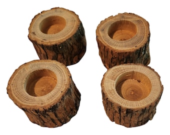 12 Rustic Tree Branch Candle Holders - Ideal for Weddings and Corporate Parties