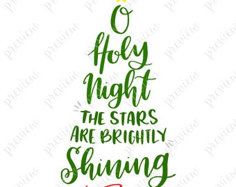 O Holy Night (SVG, PDF) Hand lettered Calligraphy