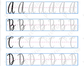 Modern calligraphy alphabet practice worksheet — Lady Fern Graphics