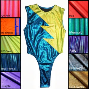 Jaren 80 bliksem worstelen kostuum hoog uitgesneden string turnpakje GLOW worstelen turnpakje dames worstelen turnpakje Rave Romper festival outfit