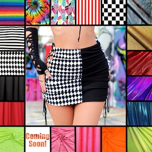 Lace Up Mini Skirt Cutout Skirt Adjustable Skirt Festival Fit Fire Performance Clothing Harlequin Mini Skirt Plus Size Short Skirt Rainbow