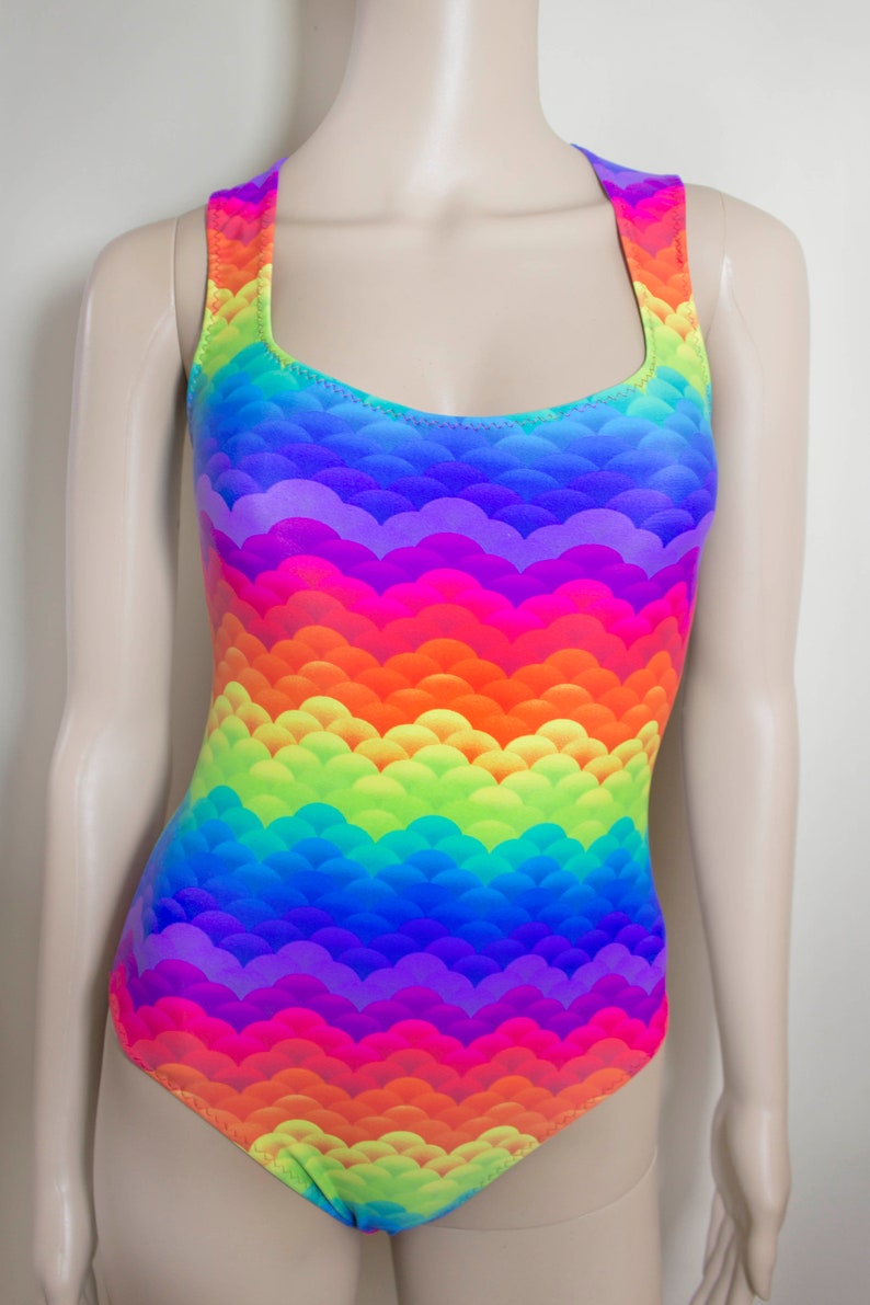 Rainbow Mermaid Bodysuit Cheeky Leotard Pride Festival | Etsy