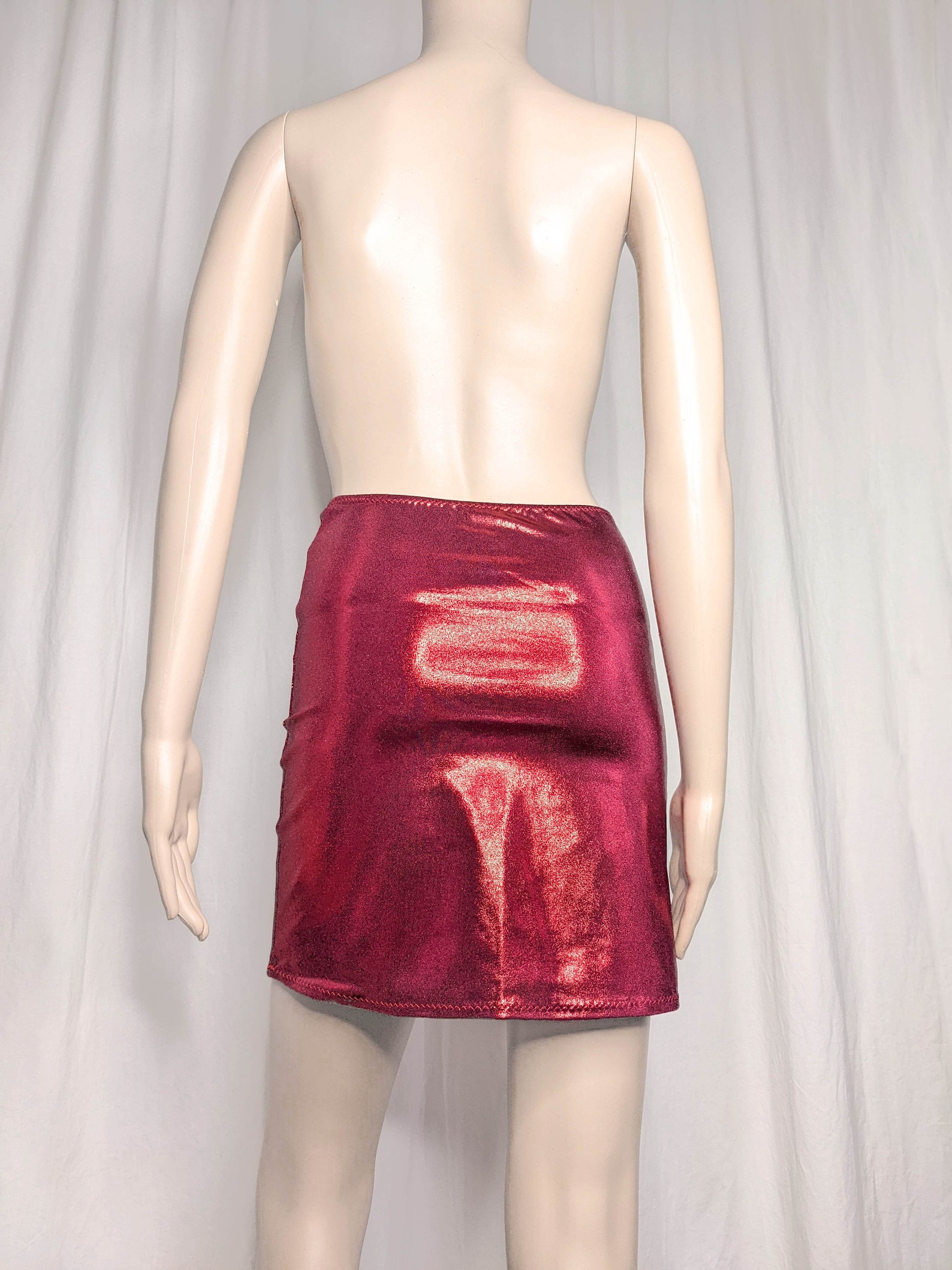 Metallic Spandex Skirt Bodycon Skirt Shiny Skirt High Waist Etsy