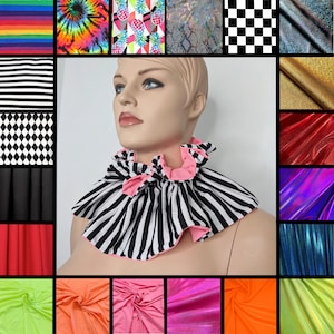 REVERSIBLE LARGE Clown Collars Metallic Clown Ruff Circus Stripe Pierrot Collar Fire Safe Clown Collar Striped Costume Plus Size Clown Ruff
