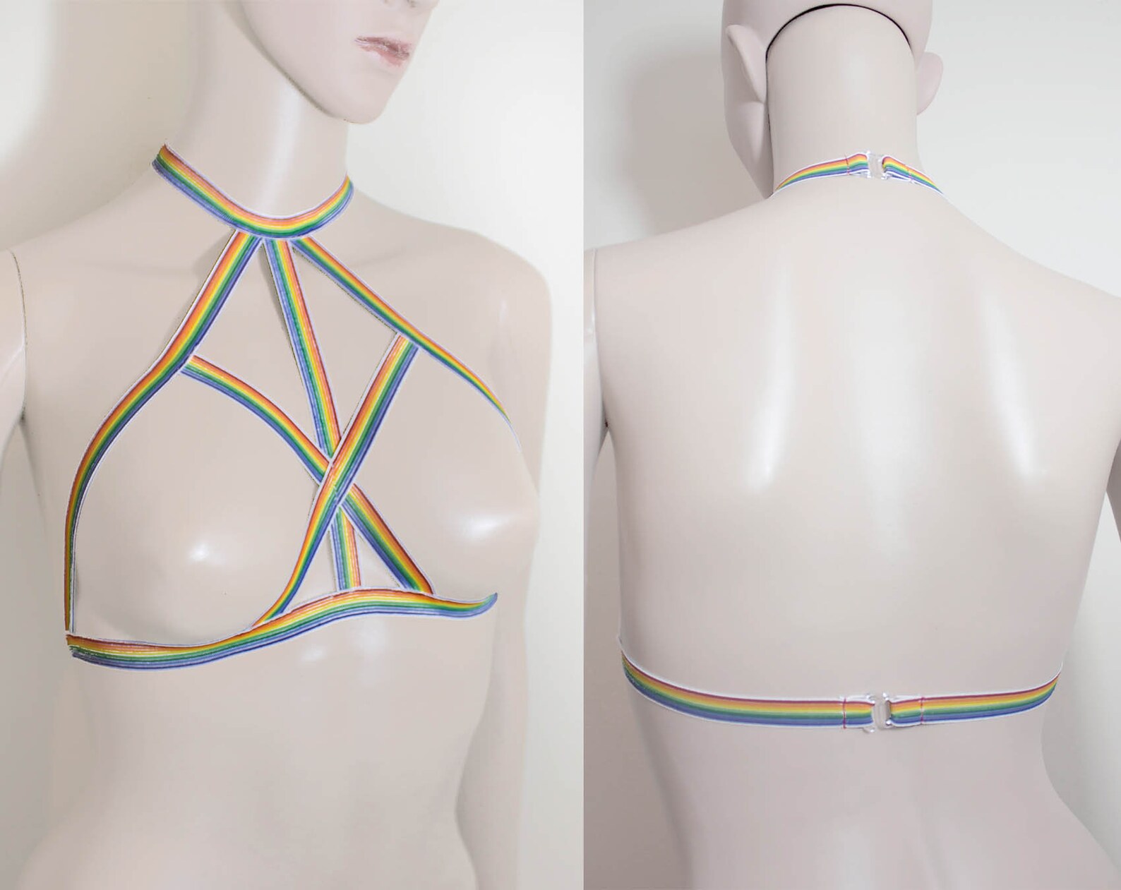 Elaine Body Harness Top Cage Harness Strappy Bralette Choker Etsy