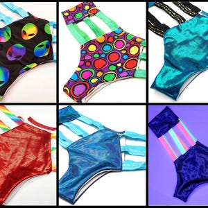 LARGE Strappy Booty Shorts Sexy Cutout Shorts Rave Shorts Holographic Booty Shorts Iridescent Hot Pants Festival Bottoms Stripper Shorts