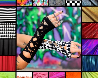 Slit Weave Handschuhe Unisex Baumwolle fingerlose Handschuhe Geflochtene Feuer Spinning Handschuhe Rave Armstulpen Gothic Handschuhe Feuer Ärmel Baumwolle Stulpen