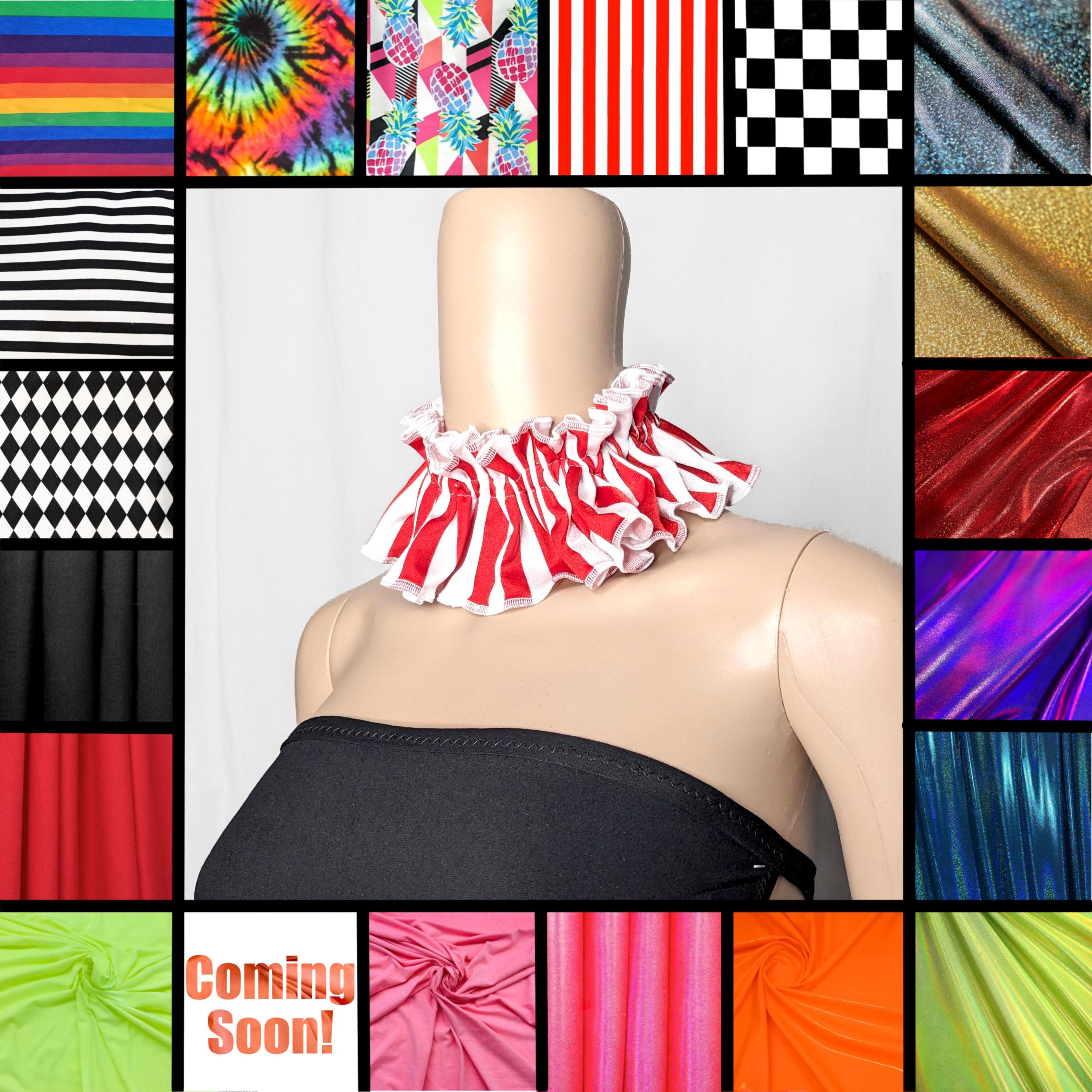 Mini Clown Collars Metallic Clown Ruff Circus Stripe Pierrot Collar ...