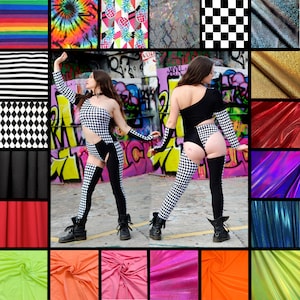 Asymmetrical One Leg One Arm Catsuit Circus Clothing Cotton Catsuit Aerial Catsuit Long Sleeve Bodysuit Fire Performance Extreme Cutout