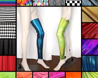 SINGLE Leg Pieces Circus Leg Sleeve Exotic Dancewear Aerial Thigh Highs Fire Spinning Clothing Footless Thigh Highs Leg Wraps Rainbow Stripe