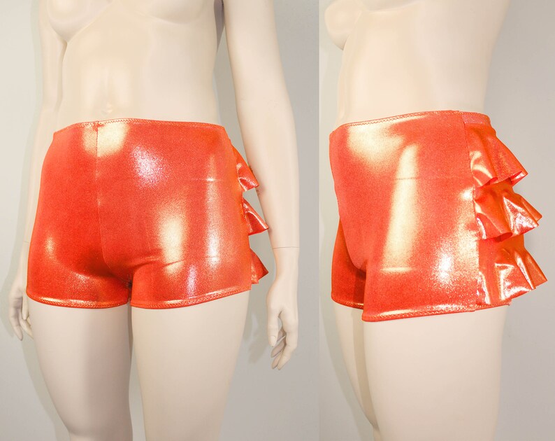 Shorts métalliques Ruffle Butt Shorts Spandex Shorts Pole Etsy