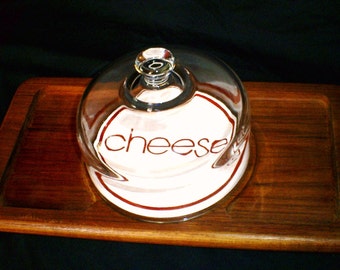Vintage Cheese Tray, 1970's Good Wood Teak Cheese Tray