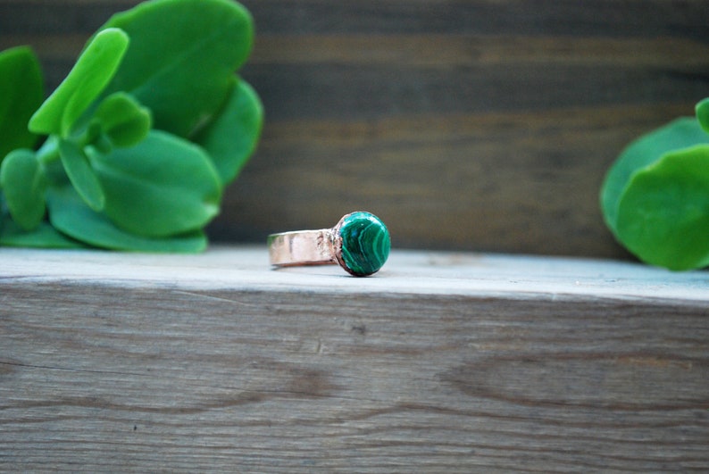 Custom Malachite Copper Ring ~ Malachite /& Copper Statement Cocktail Electroformed Ring ~ EmmaLeah Designs