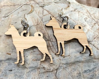 Basenji dog earrings, drop earrings, dog wood earrings, dog lover jewelry, dog gift, basenji dog jewellery, Christmas gift