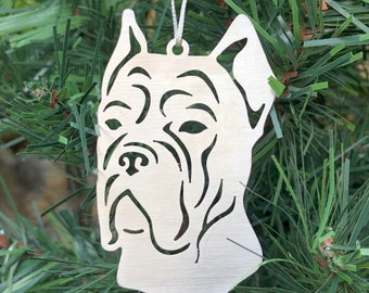 Cane Corso dog stainless steel christmas ornament, cane corso dog face tree ornament, xmas hanging decoration