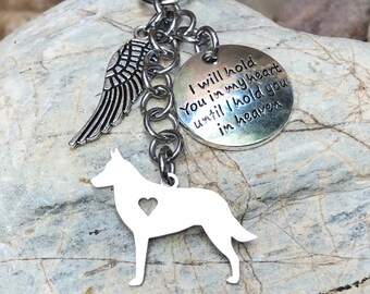 Belgian Malinois pet memorial dog keychain, pet keepsake, pet loss key chain, dog bag charm, rainbow bridge gift, dog jewellery