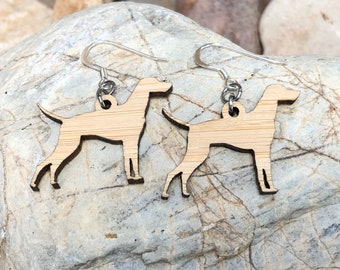 Vizsla dog wood earrings, sterling silver drop earrings, dog earrings, Hungarian vizsla dog lover jewelry, dog jewelry, Christmas gift