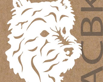 West Highland Terrier dog vinyl decal, outdoor premium vinyl, car window sticker, laptop, glass, phone, dog face, Westie, Christmas
