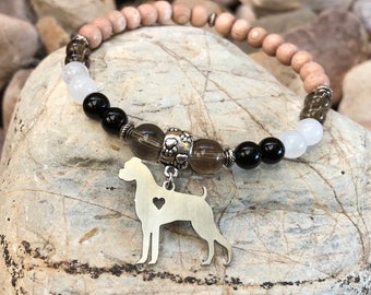 Boxer dog mala bracelet - boxer dog jewellery - jewelry - handmade gemstone bracelet - dog lover gift - dog