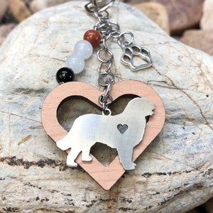 Catena chiave della pietra preziosa del bovaro bernese - portachiavi per cani - ciondolo per borsa per animali domestici - regalo per cani - gioielli per cani da montagna bernese