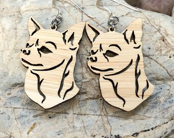Chihuahua dog earrings, drop earrings, dog earrings, dog lover jewelry, dog gift, chihuahua dog jewellery, lasercut, Christmas