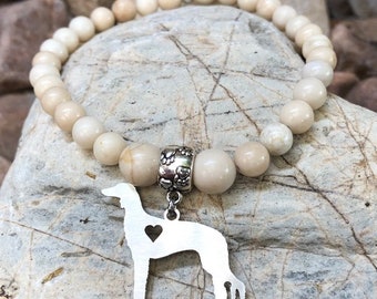 Saluki gemstone bracelet - dog bracelet - saluki jewelry - beaded bracelet - gemstone jewellery - pet bracelet - dog