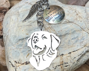Golden Retriever dog pet memorial keychain, pet keepsake, pet loss key chain, rainbow bridge bag charm, golden retriever jewellery, pet