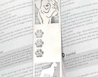 Boxer stainless steel bookmark, dog bookmark, boxer dog gift, lasercut stainless steel book mark, Christmas