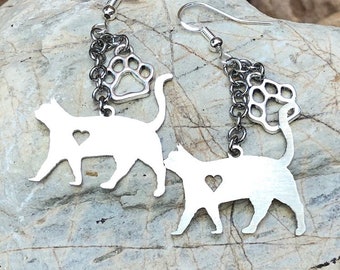 British Shorthair drop earrings, stainless steel cat jewellery, british shorthair jewelry, cat gift, dangle earrings, cat jewelry, Christmas