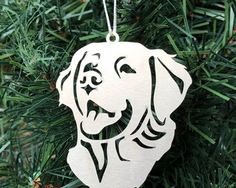 Golden Retriever dog stainless steel christmas ornament, golden retriever dog face tree ornament, xmas hanging decoration