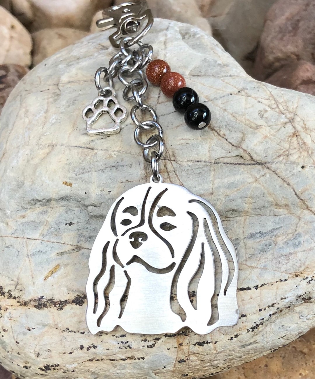 Cavalier King Charles Spaniel Dog Keychain, Stainless Steel Dog Bag ...