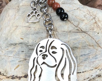 Cavalier King Charles Spaniel dog keychain, stainless steel dog bag charm, dog key chain, pet jewellery, cavalier jewelry, jewellery