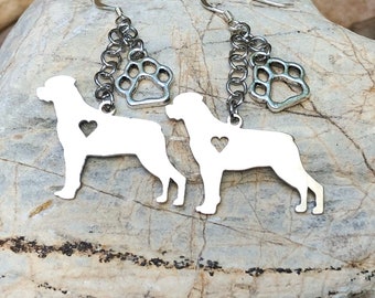 Rottweiler dog drop earrings, stainless steel dog earrings, Rottweiler jewellery, drop earrings, pet jewelry, Christmas, gift