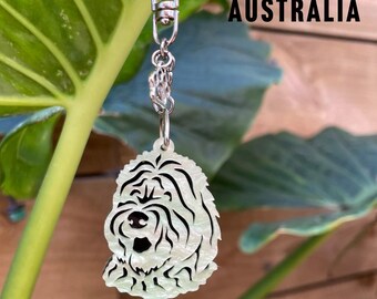Old English Sheepdog keychain, acrylic dog keyring bag charm, pet jewellery keepsake, old english sheepdog jewelry, Christmas gift, lasercut