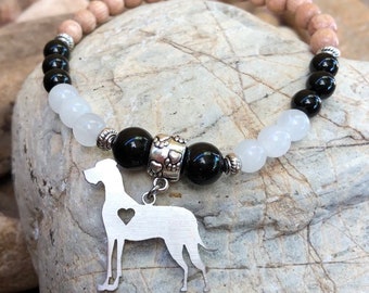 Great Dane dog mala gemstone bracelet - great dane jewelry - dog jewellery - dog bracelet - dog gift - dog lover - dog - mala bracelet