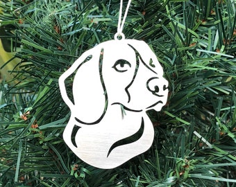 Beagle dog stainless steel christmas ornament, dog face tree ornament, xmas hanging decoration