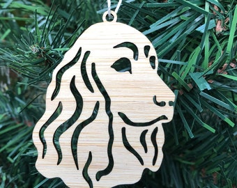 Cocker Spaniel dog bamboo wood christmas ornament, cocker spaniel dog face tree ornament, xmas hanging decoration